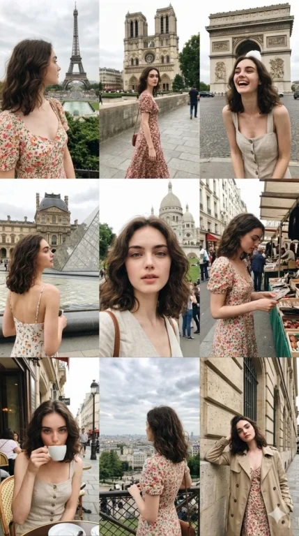 Paris Travel Nine-Grid Collage Portrait