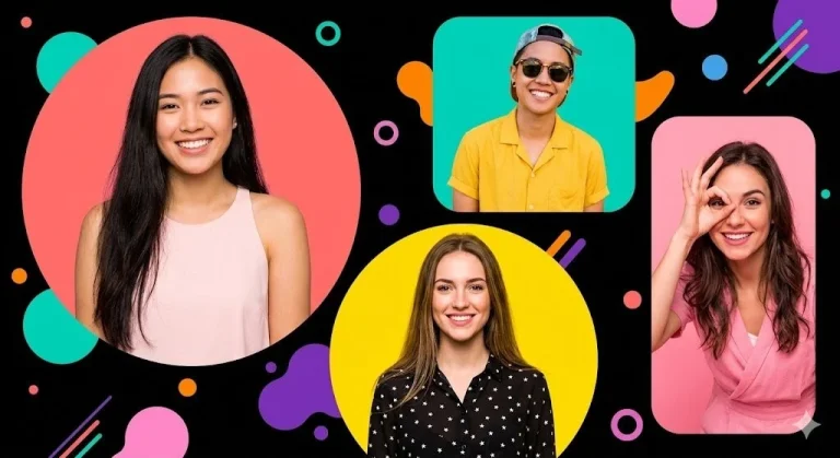 Geometric Collage Four People Modern Social Media Poster