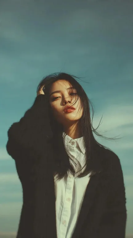 Blue Sky Breeze Vintage Film Dreamy Portrait