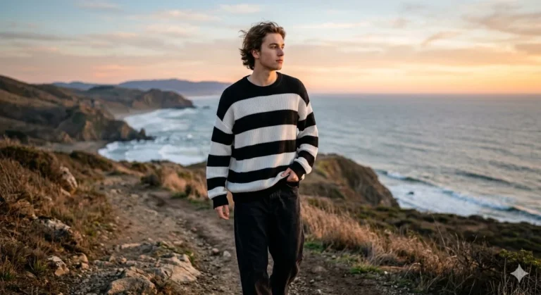 Seaside Sunset Wide-Angle Casual Boy Portrait