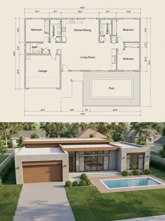 Blueprint vs Reality Architectural Render