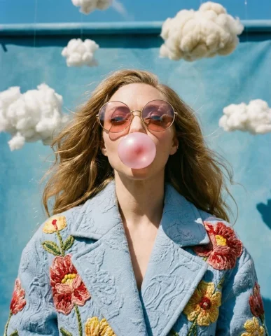 Bubblegum Texture Utopia Fashion Portrait — Nano Banana 2 AI Prompt: { "vibe_title_en": "Bubblegum Texture Utopia", "master_prompt": "A hyper-rea...