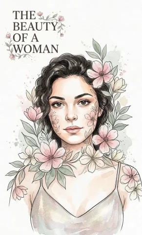 Watercolor Botanical Ink Sketch Swiss Poster Style Portrait — Nano Banana 2 AI Prompt: Use the uploaded image as the exact facial reference, preserve the woman's facia...