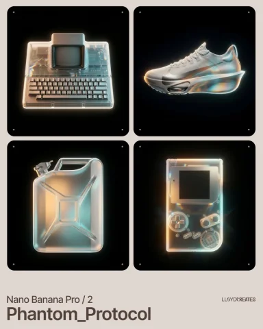 Phantom Protocol Floating Product Dark Prismatic Light Template — Nano Banana 2 AI Prompt: { "image_generation_controls": { "product_focus": "[INSERT PRODUCT HERE]",...