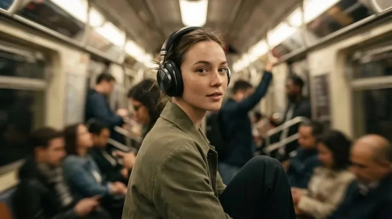 Metro Carriage Wireless Headphones Luxury Brand Campaign Portrait