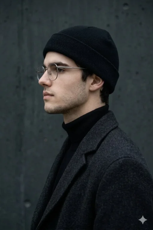 Minimalist Side Profile Dark Concrete Wall Street Portrait