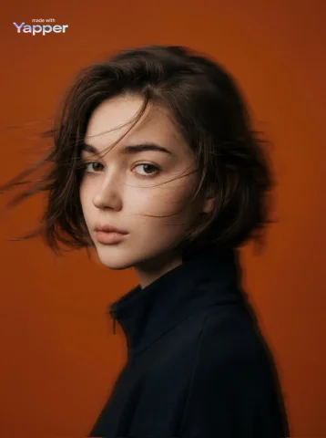 Orange Background Motion Blur Mysterious Side Profile Editorial Portrait — Nano Banana 2 AI Prompt: { "image_generation": { "subject": { "description": "mysterious youn...