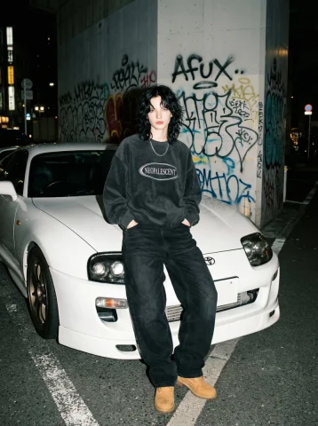 Toyota Supra Night Street Flash Photography Full Body Portrait — Nano Banana 2 AI Prompt: A realistic, candid full body photo of a young woman, use my face exactly from m...