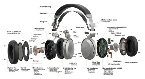 Product Exploded View 3D Disassembly Industrial Design — Nano Banana 2 AI Prompt: product design, [object or vehicle with material accents], exploded view diagram...