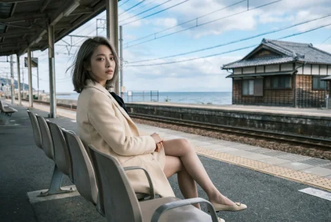 Suma Station Seaside Classic Negative Film Travel Photo — Nano Banana 2 AI Prompt: { "portrait_prompt": { "subject": { "description": "Based on , a you...