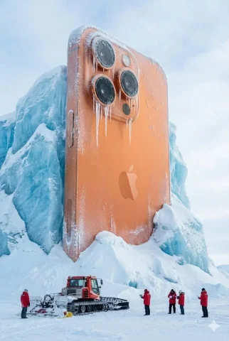 Giant Coca-Cola Can Frozen in Arctic Ice Monument — Nano Banana 2 AI Prompt: Hyper-realistic 8k cinematic photograph, low-angle wide lens. A giant Coca-Cola...