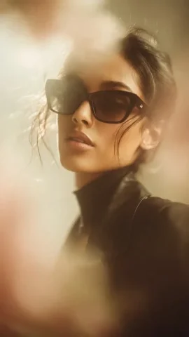 Cat-Eye Sunglasses Golden Hour Fashion Portrait — Nano Banana 2 AI Prompt: Ultra-realistic cinematic fashion portrait of a stylish woman wearing oversized...