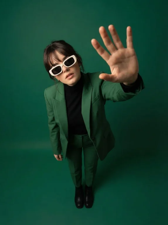 Emerald Green Backdrop High Fashion Upward Editorial