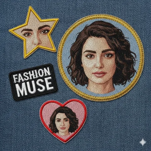 Embroidered Fabric Patches Personal Image Creative — Nano Banana 2 AI Prompt: Turn my uploaded photo into realistic embroidered patches with stitched thread t...