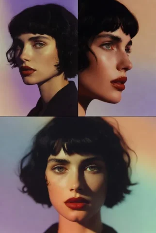 Pastel Gradient Red Lip Triptych Portrait — Nano Banana 2 AI Prompt: A cinematic triptych-style collage featuring three high-fashion portraits of a w...