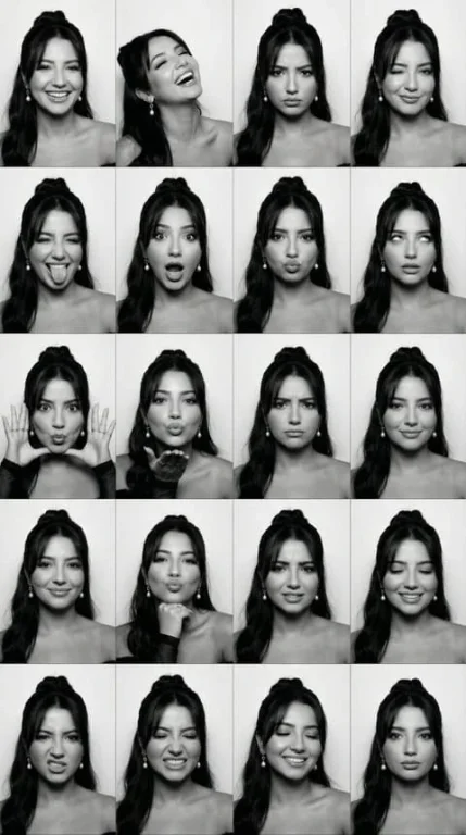 B&W Photobooth 4×5 Expression Grid
