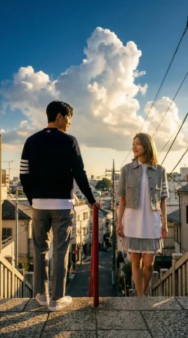 Your Name — Golden Hour on the Suga Shrine Stairs — Nano Banana 2 AI Prompt: { "portrait_prompt": { "subject": { "description": "Based on, a young woman on t...