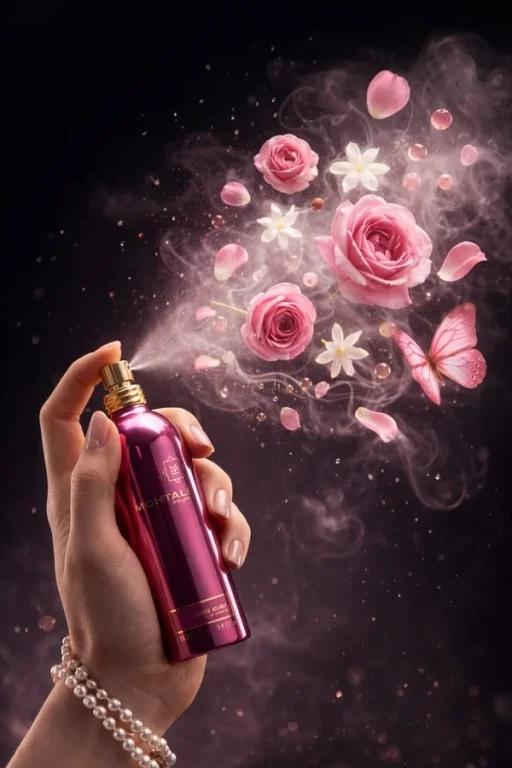 Metallic Pink Perfume Luxury Ad