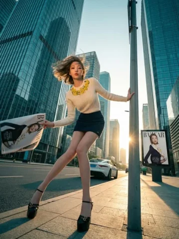 Urban Goddess Low Angle Editorial — Nano Banana 2 AI Prompt: { "portrait_prompt": { "subject": { "description": "Based on , a powerful confid...