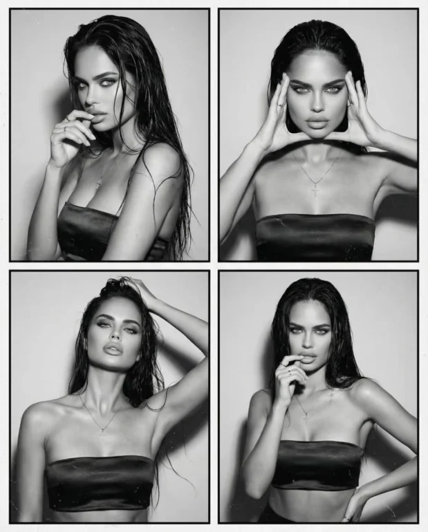 Monochrome Wet Hair Grid