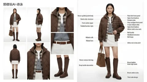 Nordic Fashion Tech Diagram — Nano Banana 2 AI Prompt: Minimal, premium fashion presentation layout inspired by high-end industrial des...