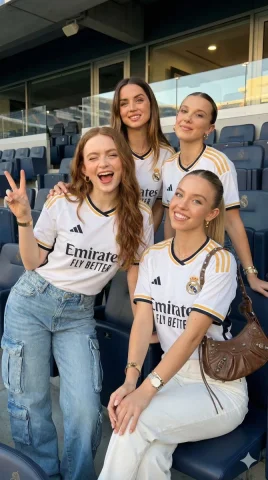 Real Madrid Girls Stand — Nano Banana 2 AI Prompt: { "prompt_type": "photorealistic_group_portrait", "subjects": { "count":...
