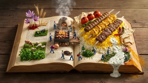 Encyclopedia of Flavor Diorama — Nano Banana 2 AI Prompt: Input Variable: [INSERT CUISINE OR DISH] (e.g., Persian Kebabs, Japanese Sushi,...