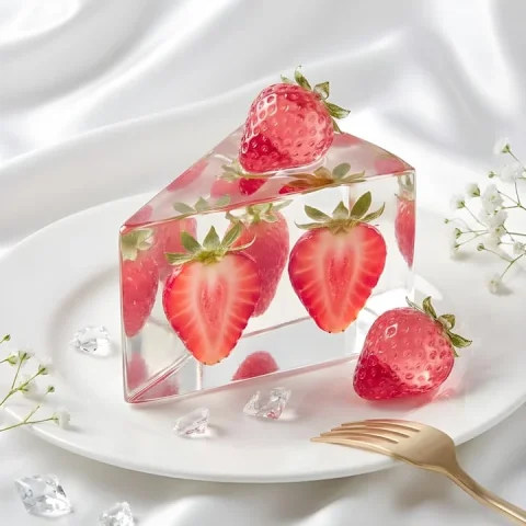 Crystal Prism Orange Cake Editorial — Nano Banana 2 AI Prompt: Create a luxury fashion-editorial still life of a sharp triangular prism cake sl...