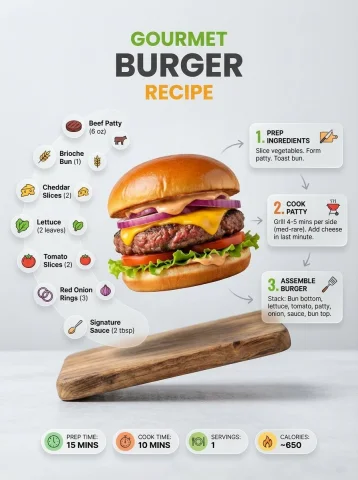 Ultra Clean Recipe Infographic — Nano Banana 2 AI Prompt: Ultra-clean modern recipe infographic. Showcase [FOOD] in a visually appealing f...