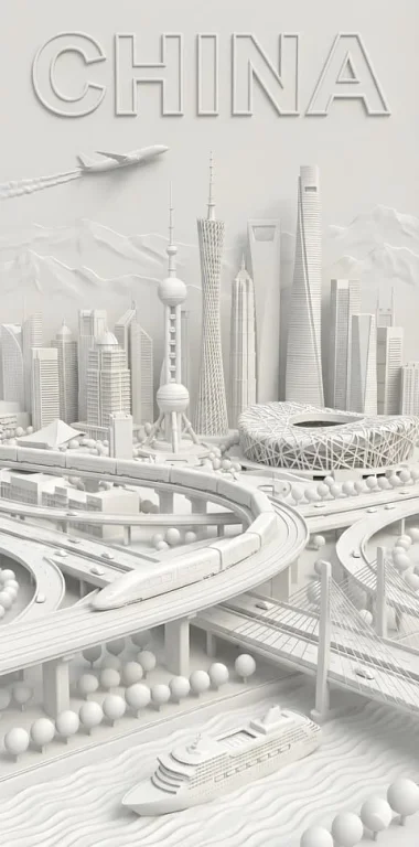 White Relief City Poster