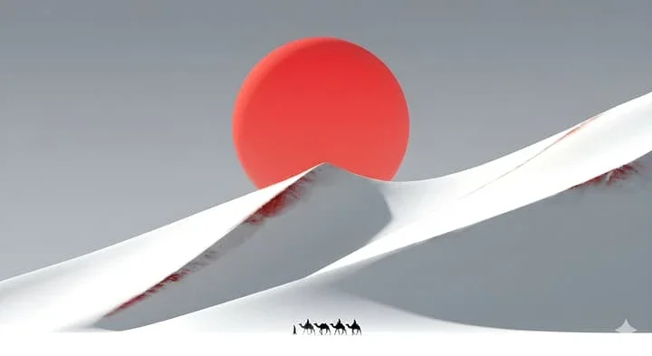 Minimalist Red Sun Desert