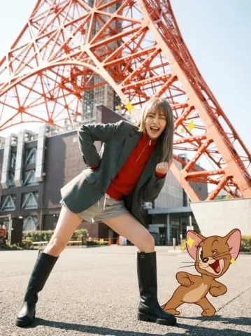 Tokyo Tower Jerry Mouse Playful Portrait — Nano Banana 2 AI Prompt: { "portrait_prompt": { "subject": "Based on , wearing clothing based on , intera...