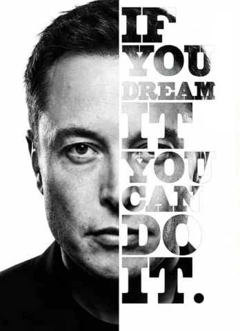 Musk Black White Dream Portrait — Nano Banana 2 AI Prompt: A high-contrast, black and white split-composition portrait of Elon Musk. The le...