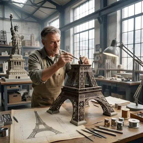 Eiffel Tower Light Model Craftsman — Nano Banana 2 AI Prompt: Do this for Eiffel Tower: Input Variable: [INSERT STRUCTURE] System Instruction:...