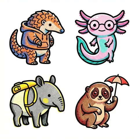 Risograph Print Style Icon Collection — Nano Banana 2 AI Prompt: Create a collection of icons representing [a theme], they belong together as a s...