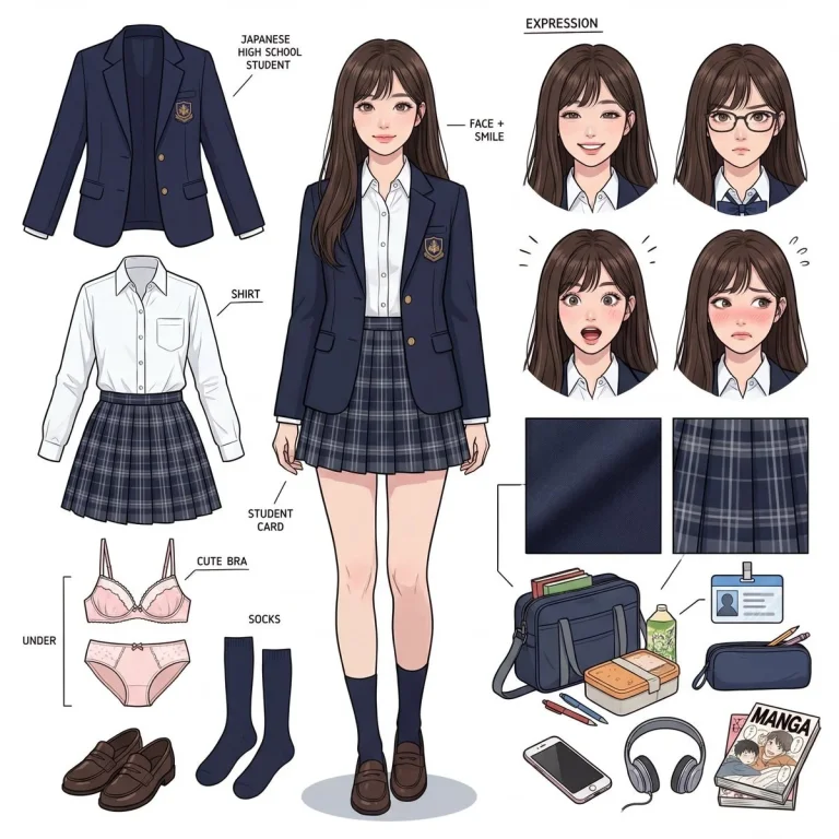 Japanese JK Uniform Girl Decomposition Sheet