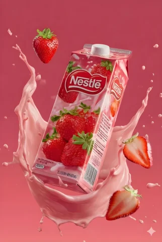 Strawberry Juice Commercial Pack — Nano Banana 2 AI Prompt: { "juice_boxes": [ { "id": 1, "product": { "brand": "T...