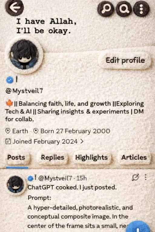 Fluffy Wool X Profile Interface 3D Render