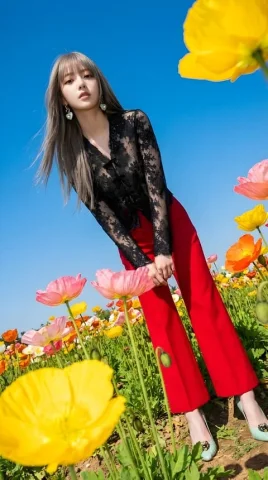 Sparkling Floral Fashion — Nano Banana 2 AI Prompt: Use this photo attached to create a striking outdoor fashion portrait set in a v...