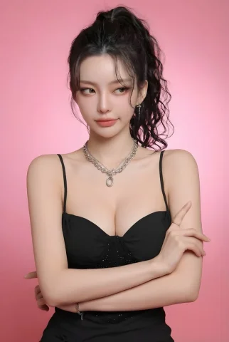 Tsundere Pose Still from a Pink-Toned Studio Shoot — Nano Banana 2 AI Prompt: Photorealistic edit using the input person photo as strict identity reference: k...