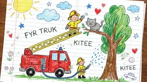 Draw content in a notebook-paper style — Nano Banana 2 AI Prompt: Draw [VISUAL] as if created by a cheerful 6-year-old on white notebook paper. Us...