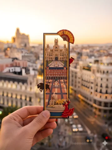 Poetic Bookmark of Urban Silhouettes — Nano Banana 2 AI Prompt: Your city { "image_request": { "subject": "A person's hand holding a long,...