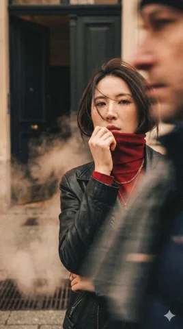 Cinematic Winter Steam Fashion Portrait — Nano Banana 2 AI Prompt: Ultra-realistic cinematic portrait, high-end fashion magazine–style photography...