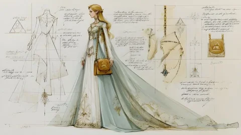 Fashion Design Sketch Based on the Character — Nano Banana 2 AI Prompt: a fashion designer's sketch of an [elegant outfit or dress] inspired by [ charac...