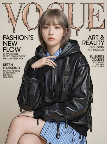When Real Skin Wears Illustrated Fashion — Nano Banana 2 AI Prompt: Create a high-fashion magazine cover. FORMAT: Vertical portrait, editorial compo...