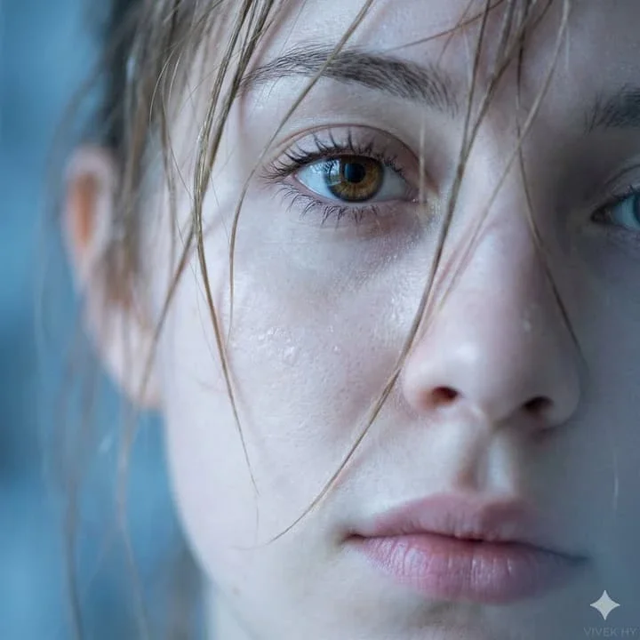 Extreme Close-Up Macro Portrait Of A Woman's Face