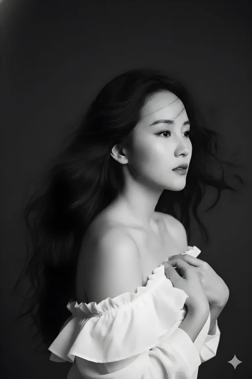 1990s Retro Black-And-White Portrait