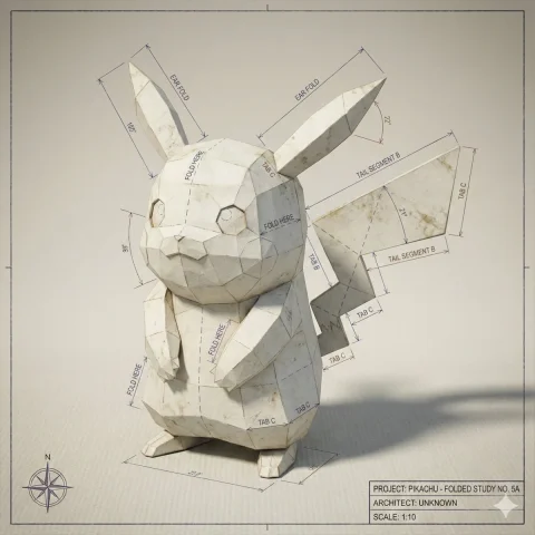 Folded Blueprint — Constructed Character — Nano Banana 2 AI Prompt: A hyper-detailed folded-paper blueprint of [character], where the character is c...