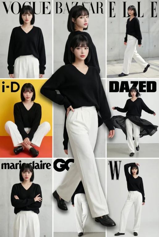9-Grid Editorial × Bare 3D Pop-Out Fashion Composition