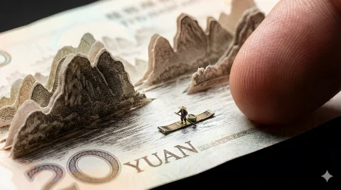 20-Yuan Banknote (Guilin Landscape Edition) — Nano Banana 2 AI Prompt: Subject: Genuine Chinese 20 Yuan Banknote (Guilin Landscape edition). Macro Mat...